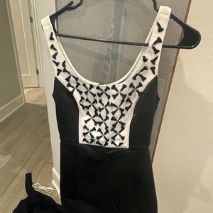 sachin babi white black colorblock dress size 0